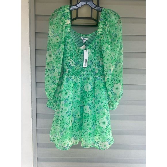 BB Dakota NWT Color Me Lucky Chiffon Dress in Basil Green Revolve, Sz XS, MP $89 - Picture 4 of 11